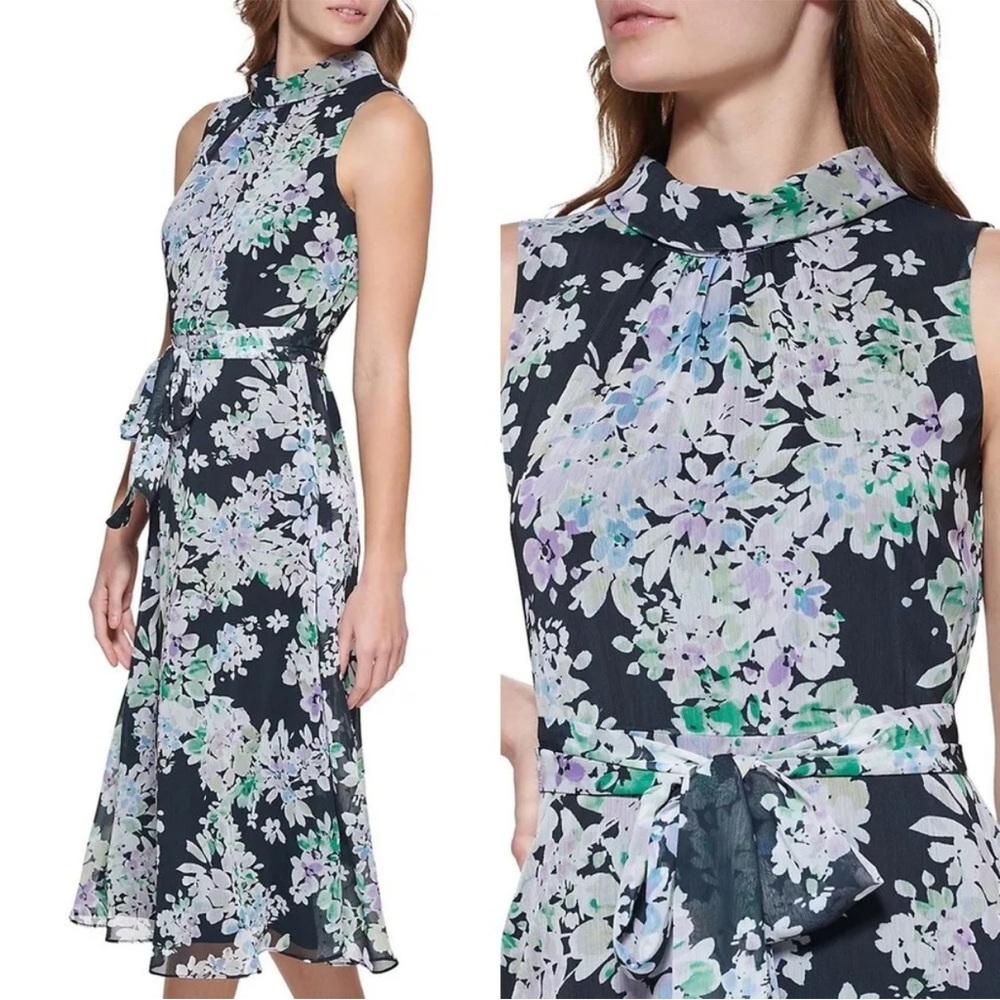 Karl Lagerfeld Crepe Side Rouched Sheath Dress - Picture 2 of 10